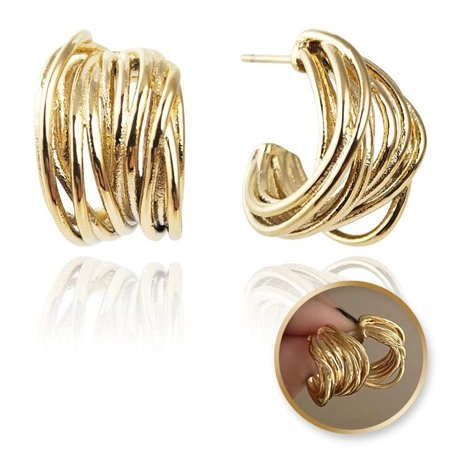 ECARLA kolczyki ze stali szlachetnej platerowanej 14k złotem KST2973