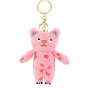 ECARLA brelok do kluczy KOT pluszowy Kotek Różowy w ciapki BRL396R