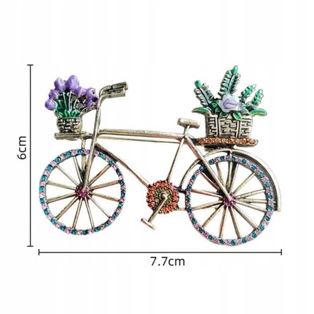 ECARLA broszka kryształowa Kolorowy Rower z kwiatami BZ168