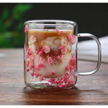 ECARLA szklanka termiczna z podwójnym dnem i gipsówką Róż SZK133