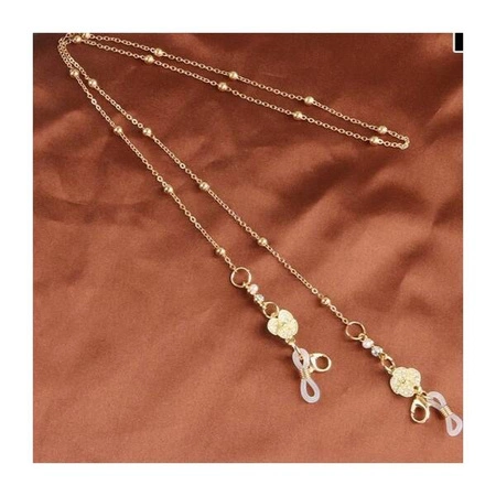 ECARLA łańcuszek do okularów cienki złoty kwiat cyrkonie 68cm LDK17