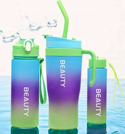 ECARLA butelka na wodę zestaw 3szt Ombre Niebieski z Zielonym BD13WZ2