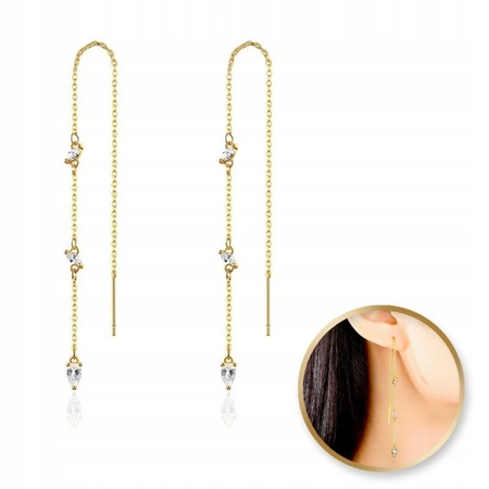 ECARLA kolczyki ze stali szlachetnej platerowanej złotem z cyrkoniami KST2852
