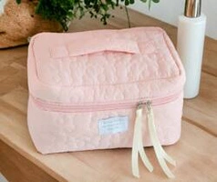 ECARLA kuferek kosmetyczka pikowana Różowa KS98