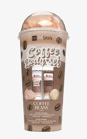 HISKIN Body Set Coffee zestaw kąpielowy [balsam +żel +kulka +myjka] Coffee Beans