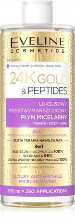 EVELINE 24K Gold & Peptides przeciwzmarszczkowy płyn micelarny 3w1 500ml