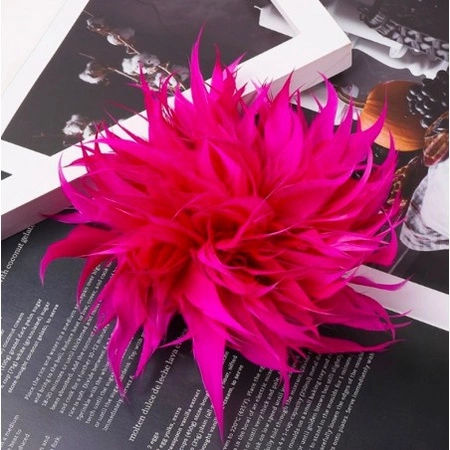 ECARLA broszka ozdobna, spinka do włosów 2w1 Pióra Fuksja BZ207F