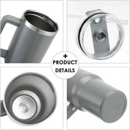 ECARLA kubek termiczny z uchwytem i rurką 1000ml Fuksja CUP10