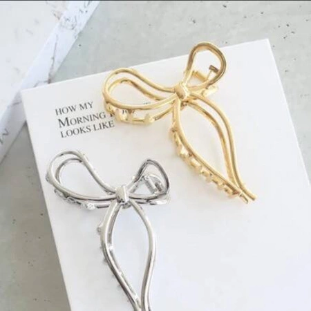 ECARLA spinka do włosów klamra metalowa Złota Kokardka SP328