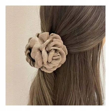 ECARLA klamra do włosów kwiat z tkaniny Brązowa SP288BR