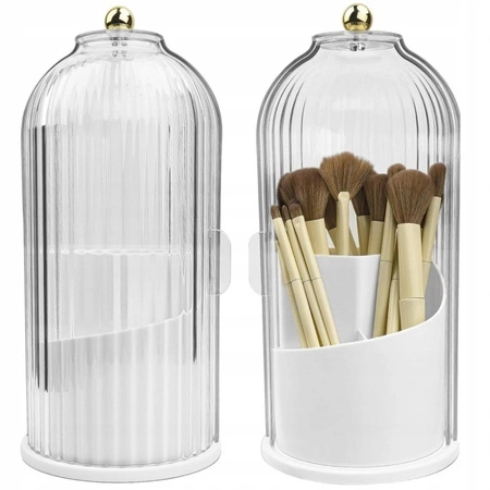 ECARLA organizer na pędzle ryflowany obrotowy 27x12,5cm Biały CB61B