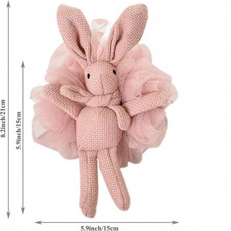 ECARLA myjka gąbka do mycia ciała na mokro Falbanki Bunny Różowa 15cm GB10R