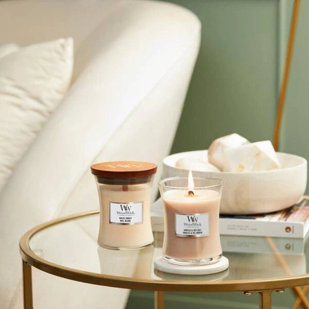 WOODWICK PlusWick średnia świeca w słoiku VANILLA & SEA SALT 275g