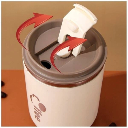 ECARLA kubek termiczny ze słomką, termos zamykany 500ml Cappucino CUP07WZ2