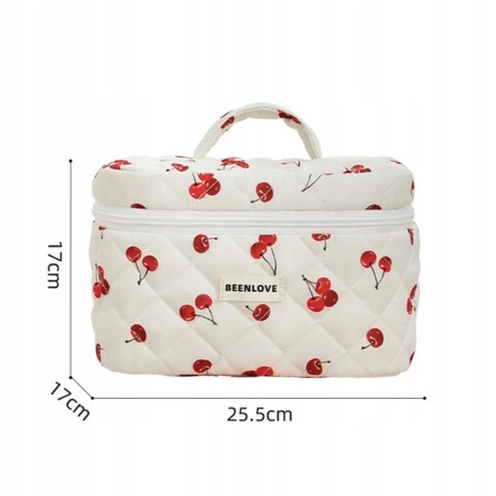 ECARLA kosmetyczka jednokomorowa pikowana 17x17x25,5cm Wisienk KS123