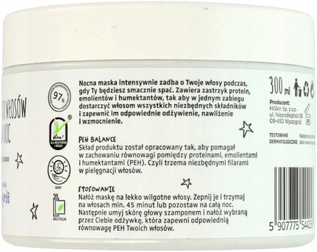 HISKIN Crazy Hair nocna maska do włosów regenerująca Jagoda 300ml