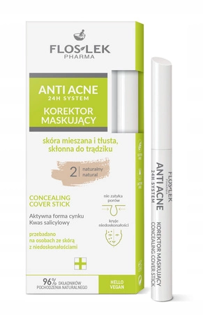 FLOSLEK Anti Acne maskujący korektor w sztyfcie antybakteryjny 2 Natural
