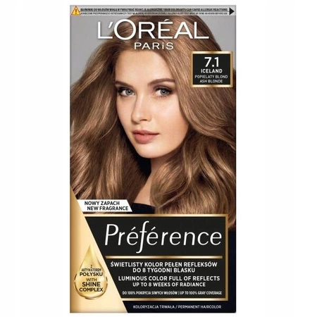 LOREAL Preference farba do włosów 7.1 Islande Popielaty blond