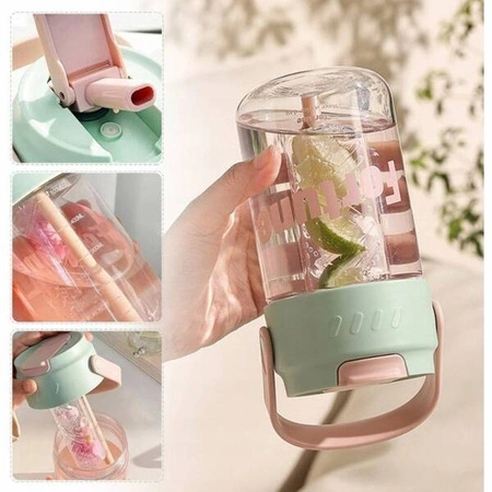 ECARLA butelka na wodę z koszyczkiem i słomką 600ml Believe BD21