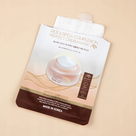 FARMSTAY Rice & Bifida mleczna maska do twarzy w płacie 10x23ml