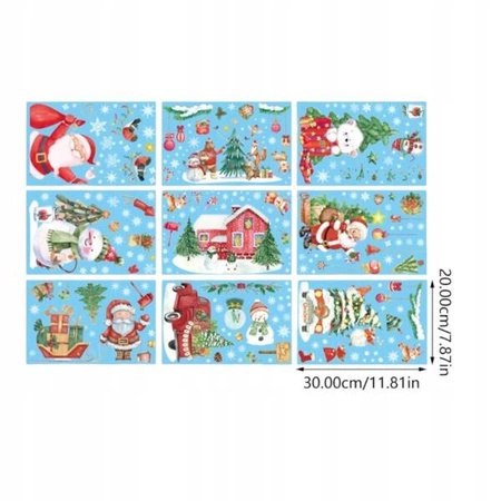 ECARLA naklejki na szybę świąteczne kolorowe 9 arkuszy 20x30cm NKD12