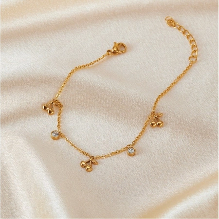 ECARLA bransoletka na rękę ze stali chirurgicznej pozłacanej Wisienki BST1519