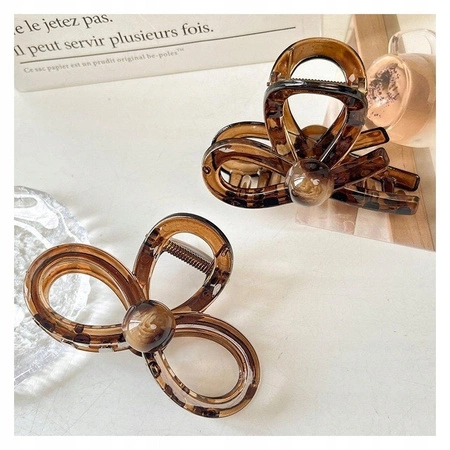 ECARLA spinka do włosów XL transparentna 9x5,5cm Brązowa SP365