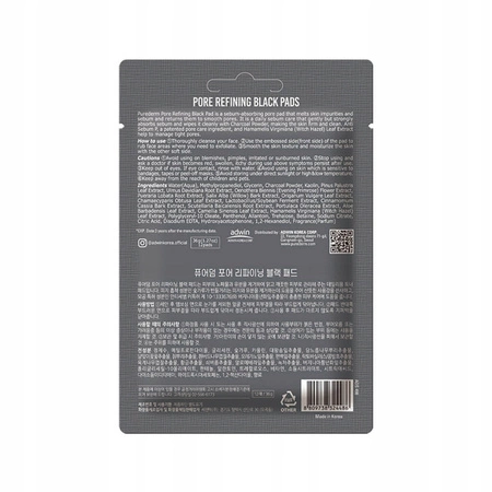 PUREDERM płatki do twarzy oczyszczające Pore Refining Black Pads 12szt