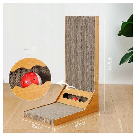 ECARLA drapak dla kota tekturowy z zabawką piłką 40x26x60cm KOT11