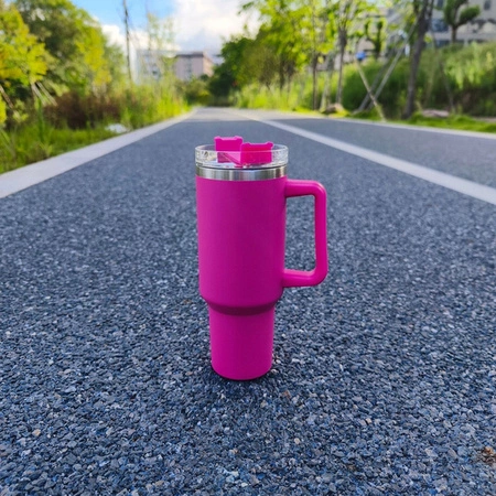 ECARLA kubek termiczny z uchwytem i rurką 1000ml Fuksja CUP10