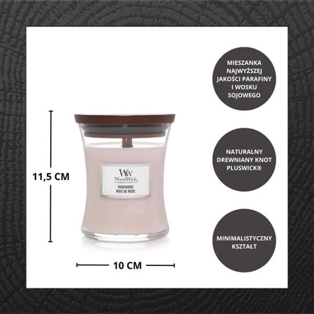 WOODWICK PlusWick średnia świeca w słoiku ROSEWOOD 275g