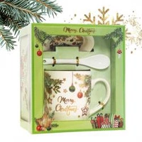 ECARLA kubek świąteczny ze spodkiem i łyżeczką w pudełku KB16WZ1 400ml