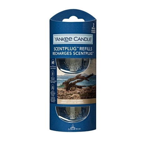 YANKEE CANDLE Elektryczny Odświeżacz uzupełniacz AMBER & SANDALWOOD 2x18,5ml