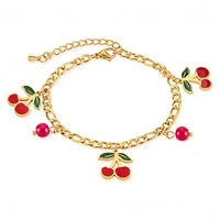 ECARLA bransoletka na rękę ze stali chirurgicznej pozłacanej WISIENKI BST1520