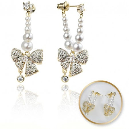 ECARLA kolczyki ze stali szlachetnej platerowanej 14k złotem KOKARDKA KST3342