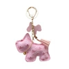 ECARLA brelok do kluczy skórzany Różowy Piesek BRL355