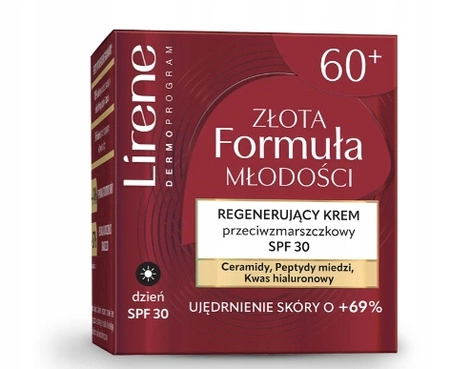 LIRENE Złota Formuła Młodości krem do twarzy 60+ przeciwzmarszczkowy na dzień SPF30 50ml
