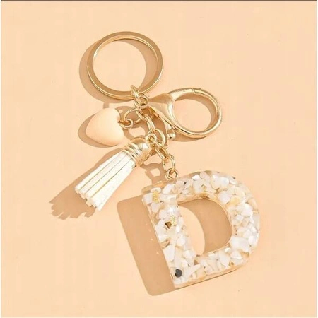 ECARLA brelok do kluczy LITERKA D biały motylek serca BRL329D