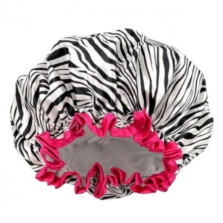 ECARLA czepek ochronny na włosy, do spania ZEBRA Biało czarny KCZ02
