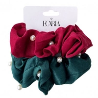 ECARLA zestaw gumek frotek z perełkami 2szt Zielona i Bordowa GUM198