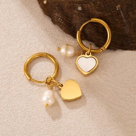 ECARLA kolczyki ze stali szlachetnej platerowanej 14k złotem SERCA KST3319