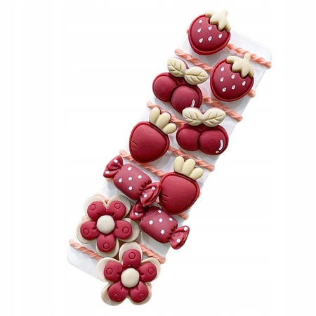 ECARLA zestaw gumek-frotek do włosów 10szt Czerwone owoce GUM168