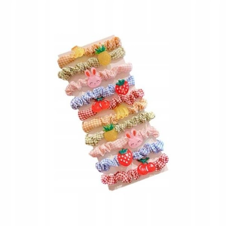 ECARLA zestaw gumek-frotek do włosów 10szt Kratka Owoce GUM145