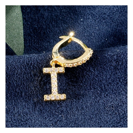 ECARLA kolczyk ze stali szlachetnej platerowanej 14k złotem Literka I KST1683I