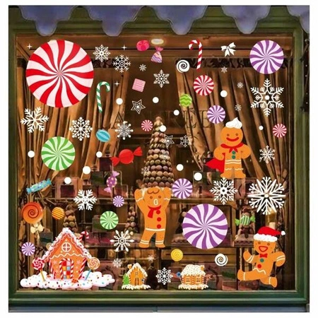 ECARLA naklejki na szybę świąteczne kolorowe 6 arkuszy 20x30cm NKD14