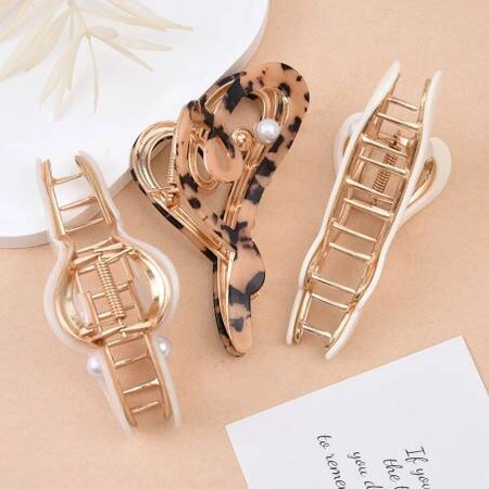 ECARLA spinka do włosów metalowa Serce masa perłowa Biała SP342B