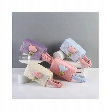 ECARLA kosmetyczka pikowana Niebieska Tulipan KS101WZ2