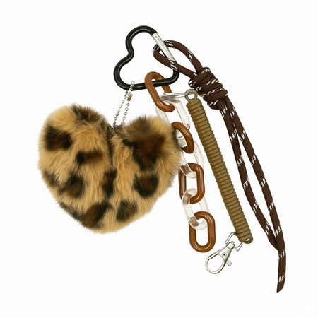 ECARLA brelok do kluczy pluszowe SERCE panterka BRL382