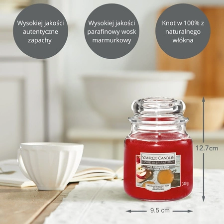 YANKEE CANDLE Home Inspiration Średnia świeca w słoiku APPLE CINNAMON CIDER 340g