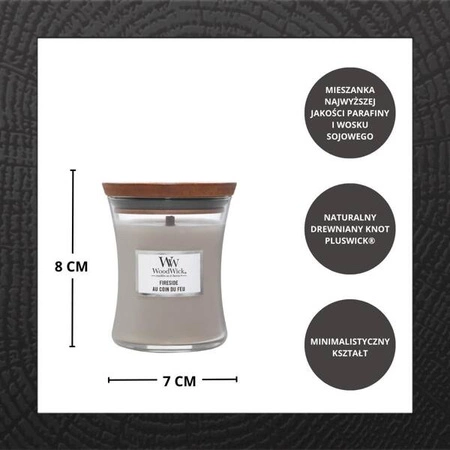 WOODWICK PlusWick mała świeca w słoiku FIRESIDE 85g